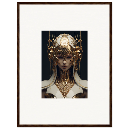 Ornate golden headdress with antlers for an ethereal sovereign room decoration canvas print