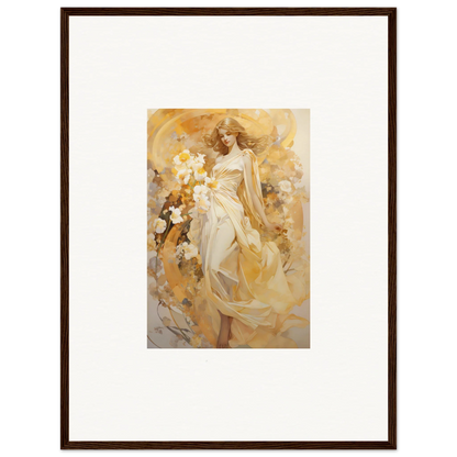 Framed canvas print of a woman in a flowing dress, perfect for ethereal symphony room decoration