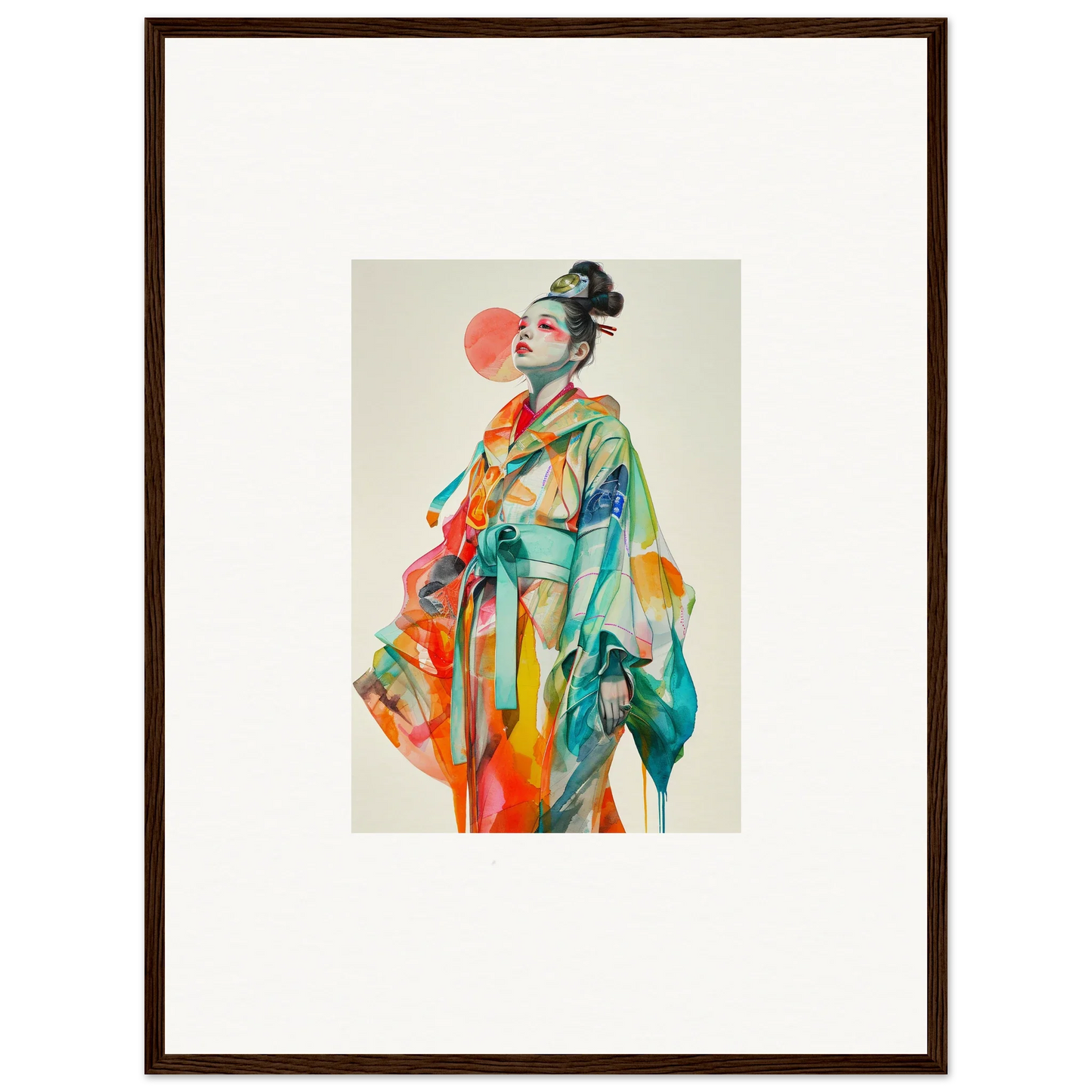 Vibrant portrait in traditional attire for a stunning Rainbow Essence canvas print