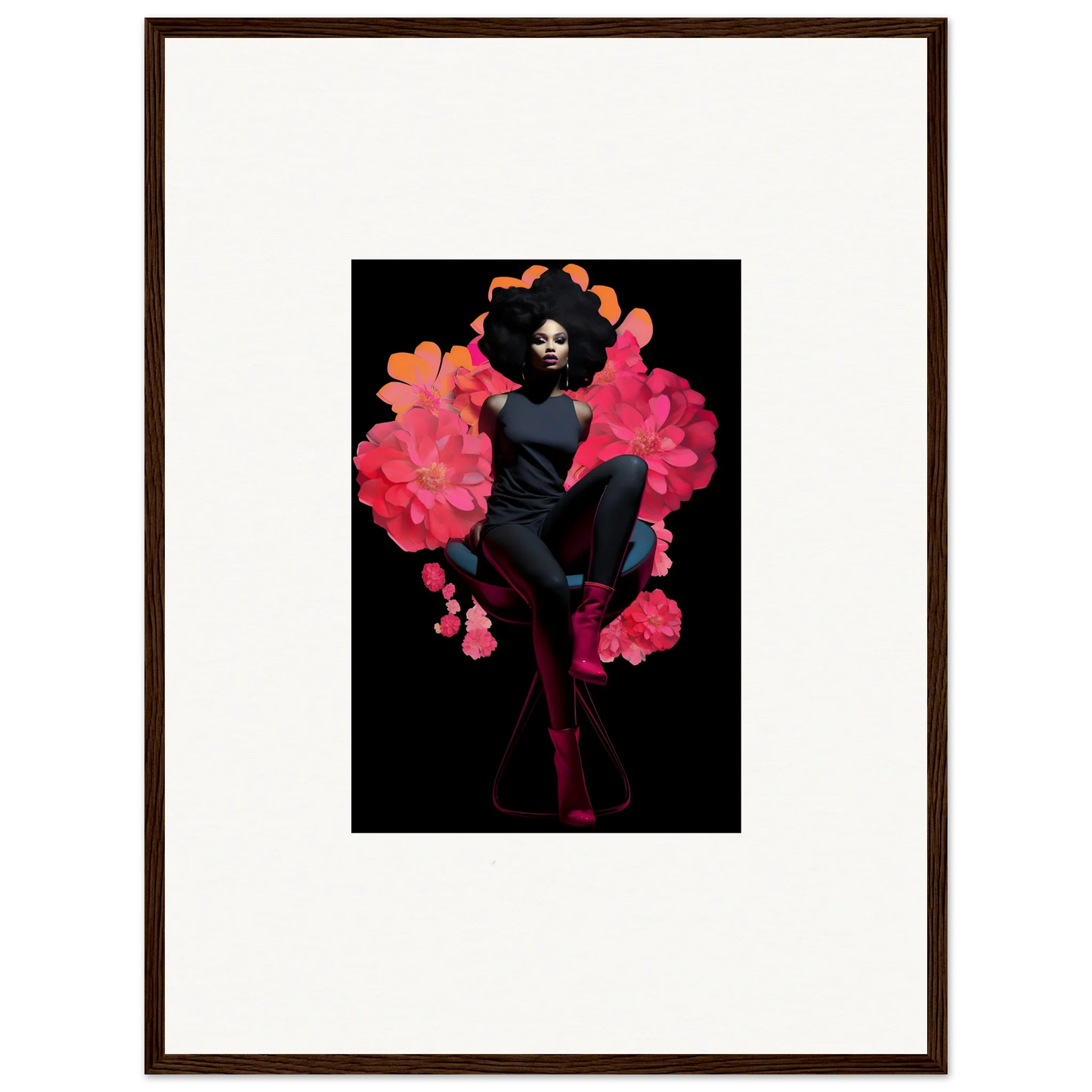 Framed canvas print of Equinox Sovereign with vibrant pink smoke for stylish room decoration