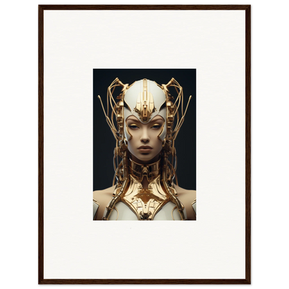 Futuristic humanoid with golden headdress, perfect for Future Echoes Muse room decoration