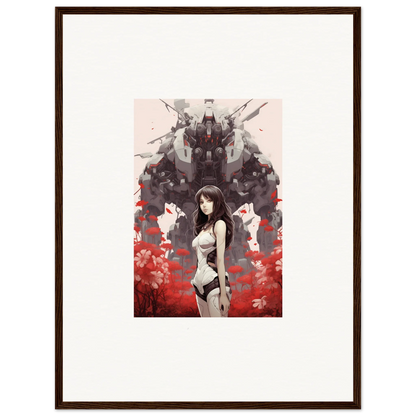 Anime-style female figure in Mechanical Amour Reverie canvas print for cool room decoration