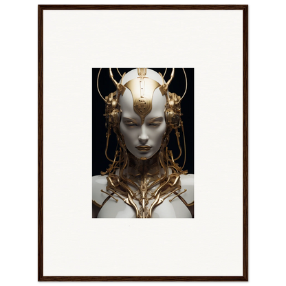 Futuristic bust with golden headpiece, perfect for Monarch Dream room decoration canvas print