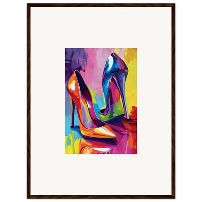 Colorful abstract painting of high-heeled shoes for trendy wall art or room decoration