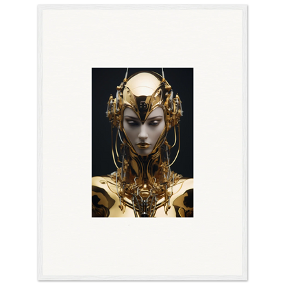 Futuristic golden robotic figure for a cool Chirping Inventrix room decoration canvas print