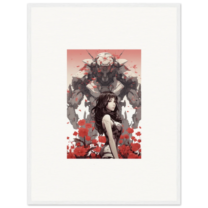 Stylized illustration for canvas print showing a woman facing a menacing figure, perfect wall art