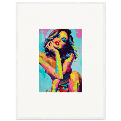 Colorful pop art portrait of a woman, perfect for room decoration as a canvas print