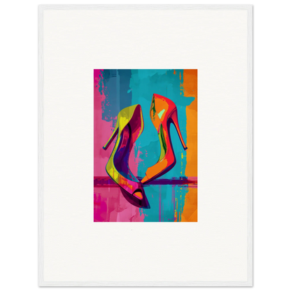 Colorful abstract canvas print of high-heeled shoes for vibrant room decoration