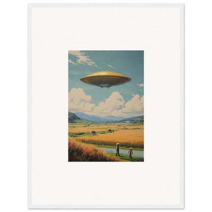 UFO canvas print perfect for room decoration, showcasing a hover query in the sky