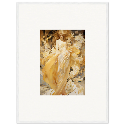 Vibrant Painting of a Woman in Yellow Dress for Petal Serenade Room Decoration Canvas Print