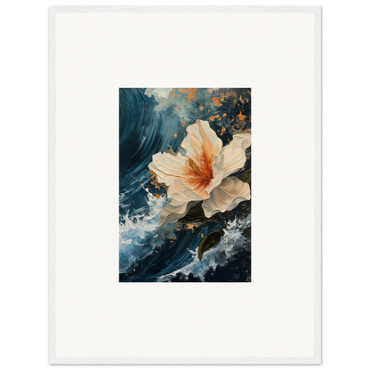 Delicate white hibiscus with orange accents in a vibrant canvas print for room decoration