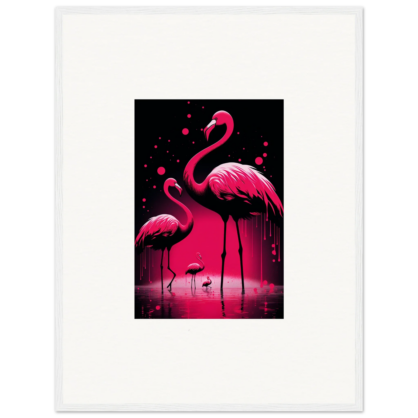 Two vibrant pink flamingos in water make a stunning canvas print for room decoration