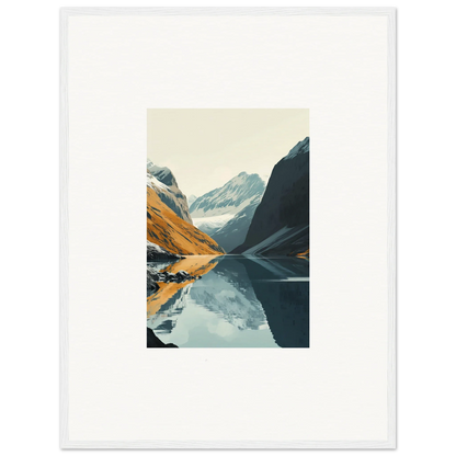 Framed landscape photo of a mountain lake for glacier harmony room decoration