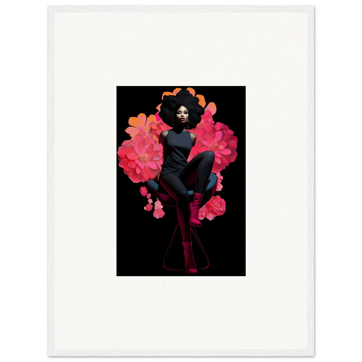 Stylized portrait with pink smoke on black, perfect for Equinox Sovereign canvas print