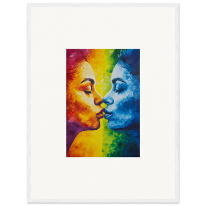 Colorful canvas print of two faces kissing for serene room decoration