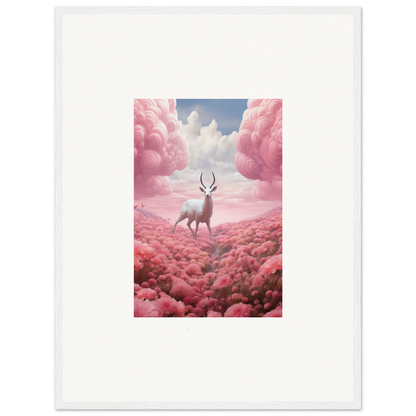 Majestic deer with antlers in pink clouds, perfect for berry collision room decoration