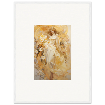 Ethereal Symphony canvas print of a woman in a flowing white dress with flowers