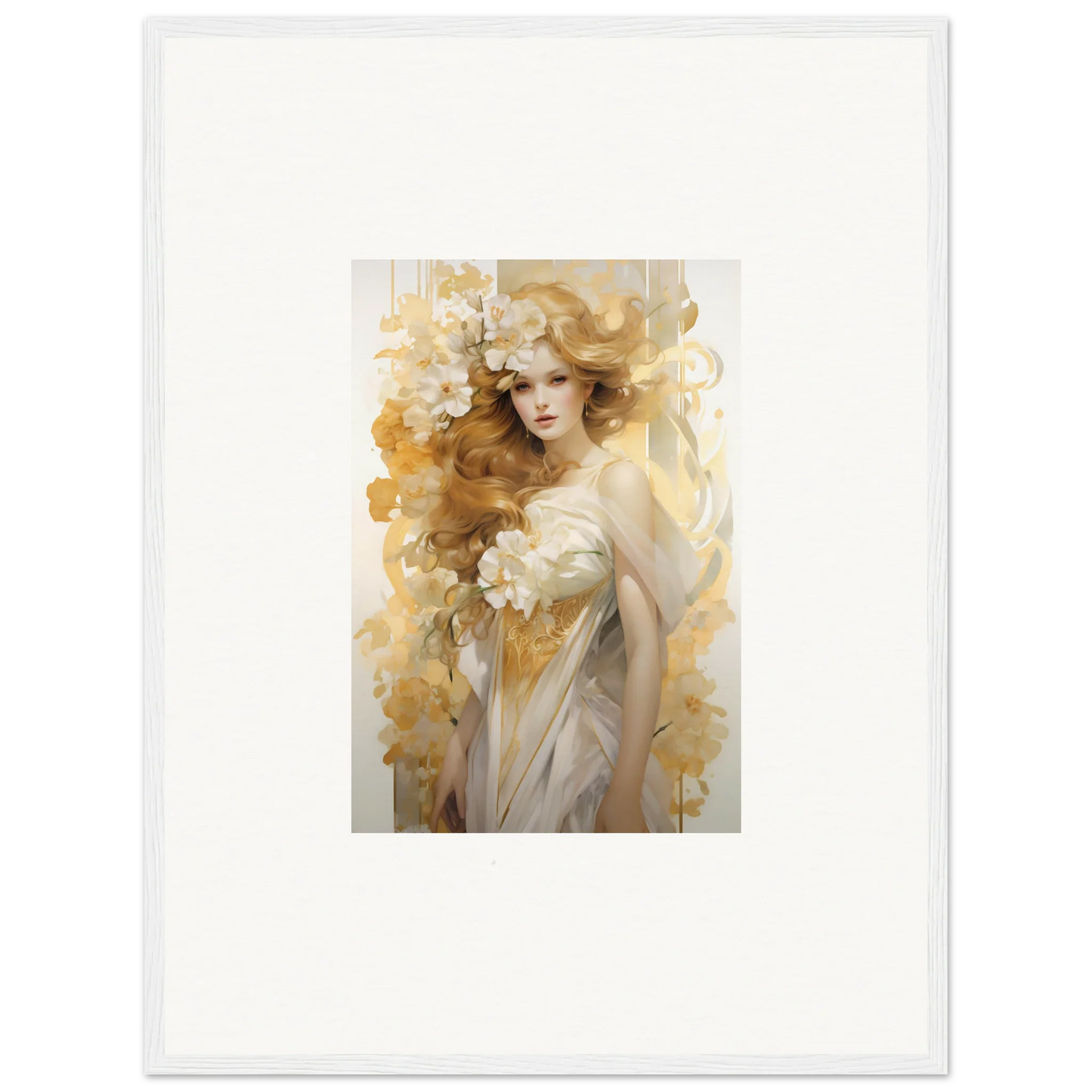 Ethereal Flora Serenade painting of a woman with blonde hair for stylish room decor