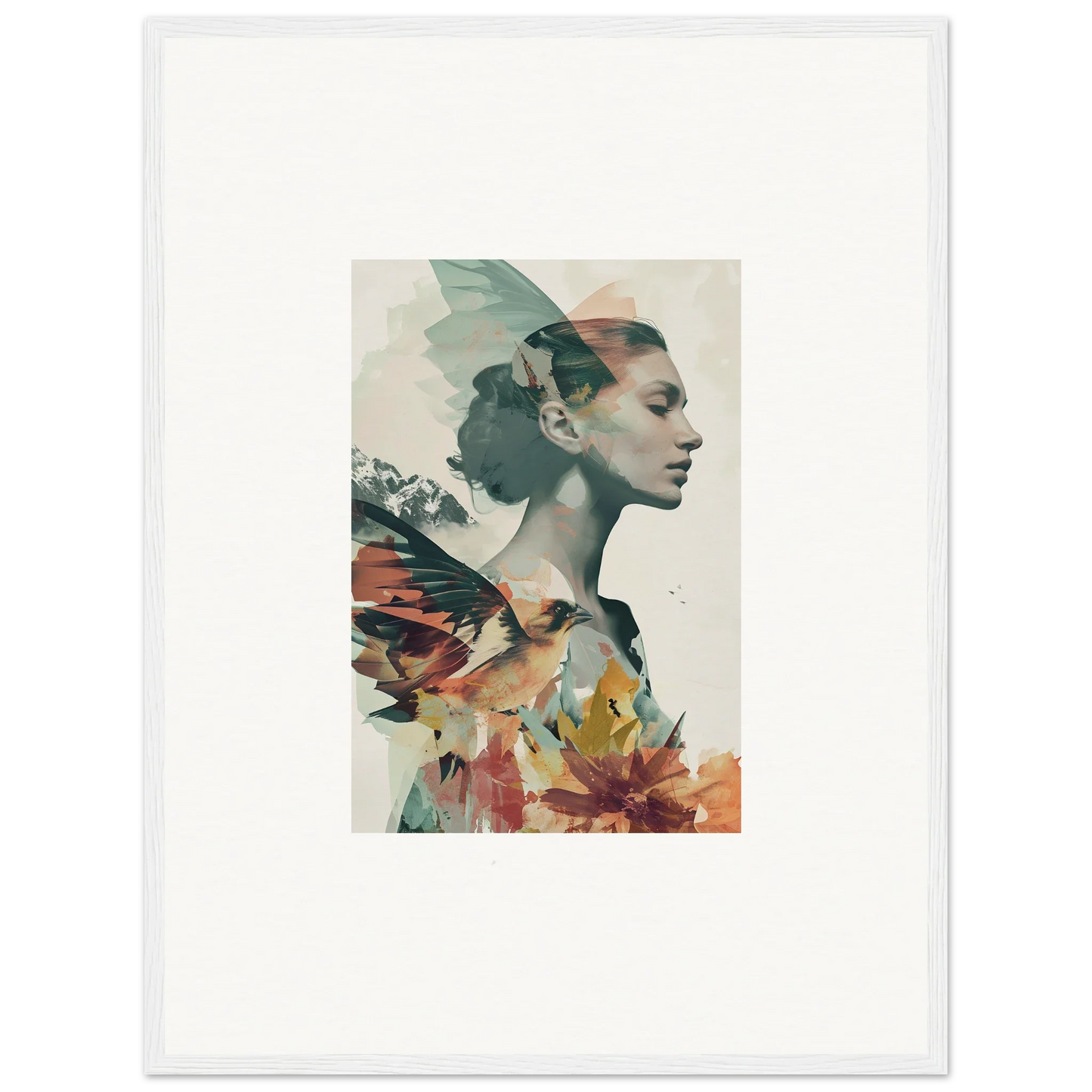 Artistic double exposure portrait of a woman with floral elements for reverie blossom decor