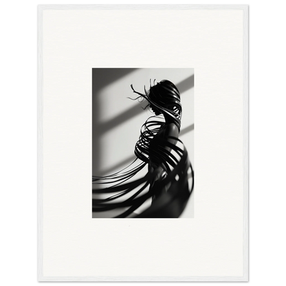 Silhouette with ribbon-like hair in a dramatic pose, perfect for Serpentine Harmony canvas print