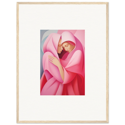 Flowing pink robes figure embracing child on Glimmer Verse Tapestry for cozy room decoration