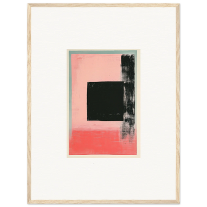 Abstract painting with black rectangle on pink, perfect for Elysian Frenzy room decoration