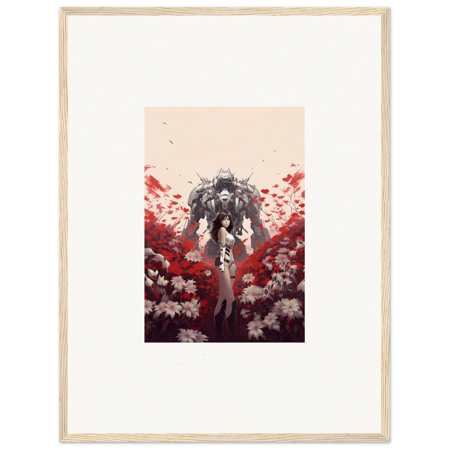 Armored figure in flowers, perfect for Boundary Whimsy room decoration canvas print