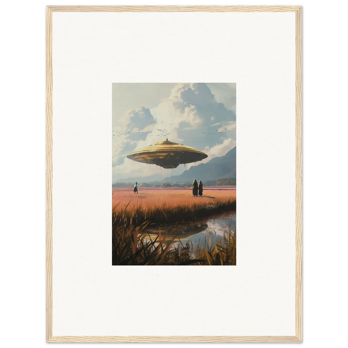 Flying saucer in the sky, perfect for your Drifting Suns canvas print room decoration