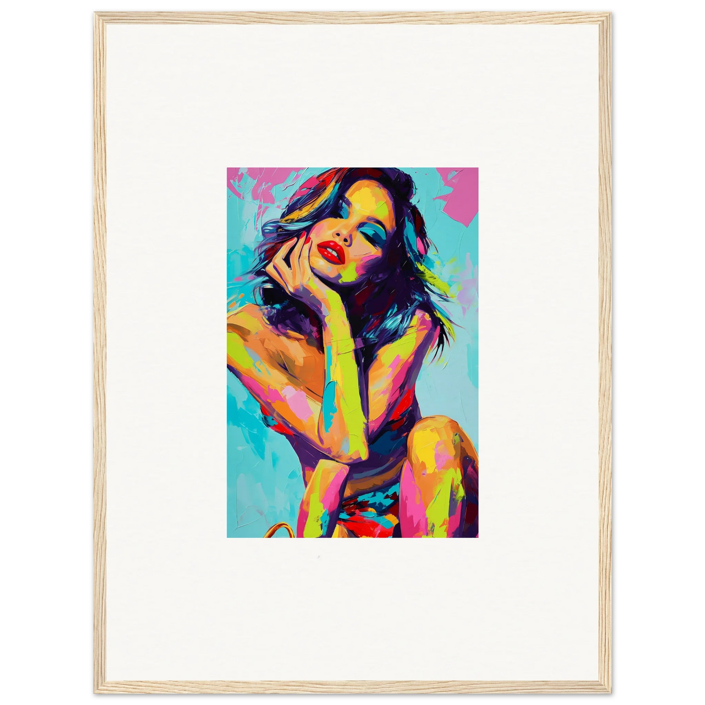 Colorful pop art portrait of a woman, perfect for a Daydream Muse canvas print