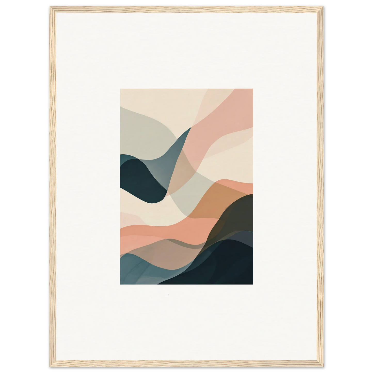 Abstract wall art with muted pastel curved shapes perfect for room decoration