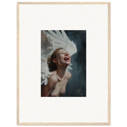 Joyful canvas print of a person laughing, perfect for ecstasy mosaic room decoration