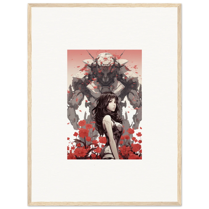 Framed canvas print of dark-haired figure with shadowy creature, great wall art for room decoration