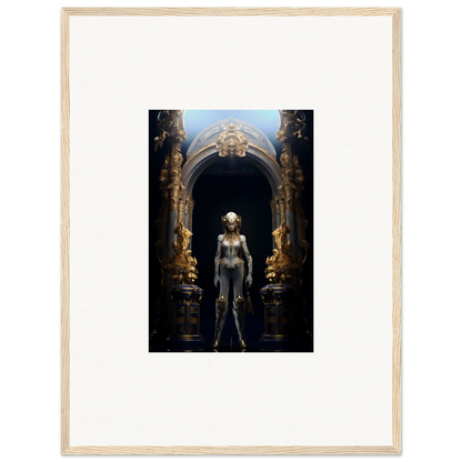 Metallic humanoid in ornate archway for striking Griffinscape Synergy canvas print