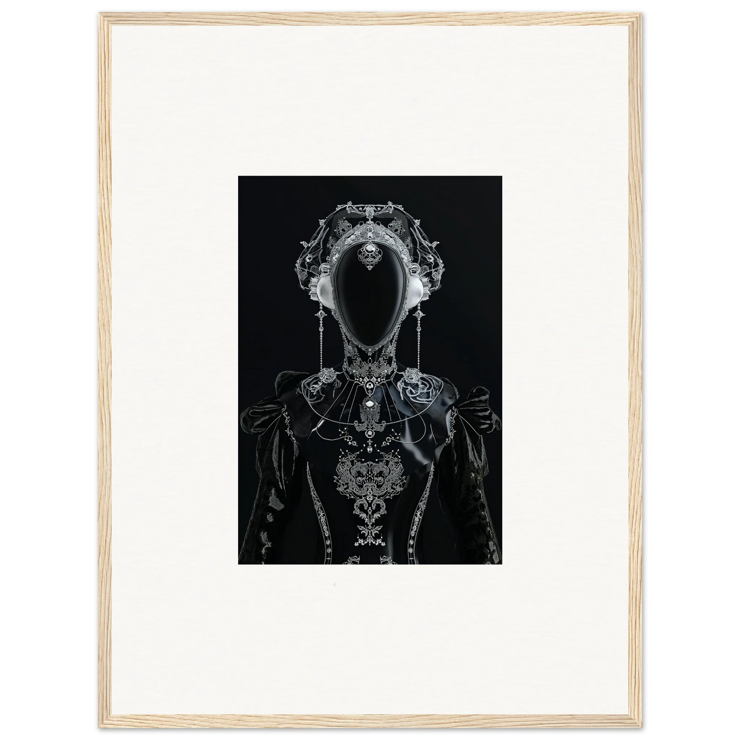 Dark skeletal figure with ornate headdress, perfect for photon glitters canvas print decor