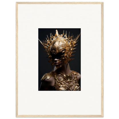 Striking portrait of a golden headdress figure for vintage bloom room decoration canvas print