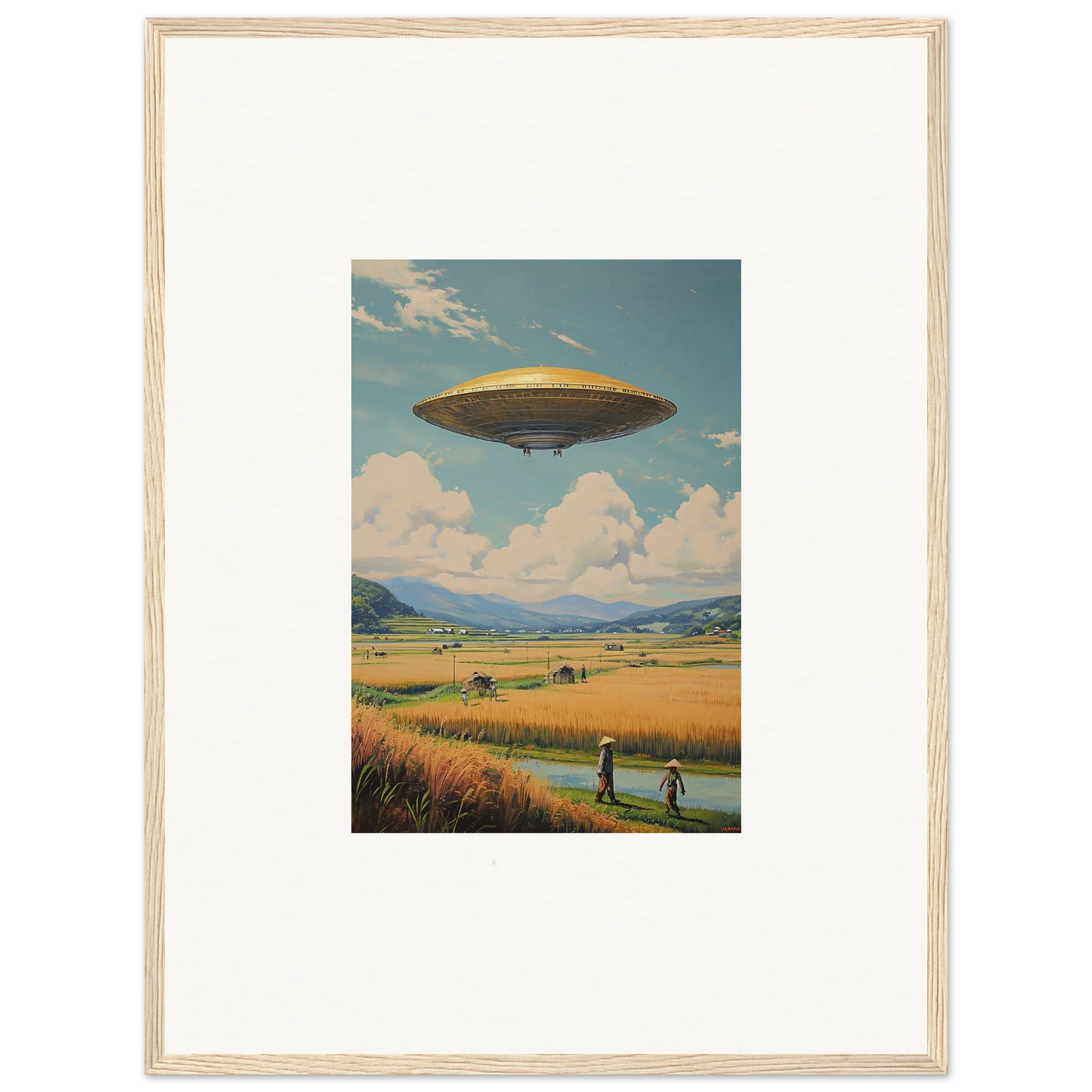 UFO flying saucer in the sky for a cool hover query canvas print room decoration