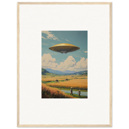 UFO flying saucer in the sky for a cool hover query canvas print room decoration