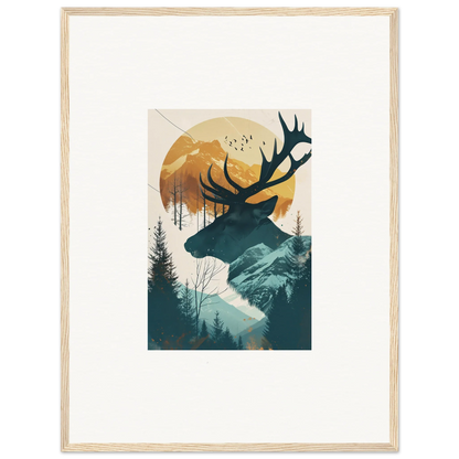 Silhouette of a deer head with antlers - perfect for room decoration canvas print