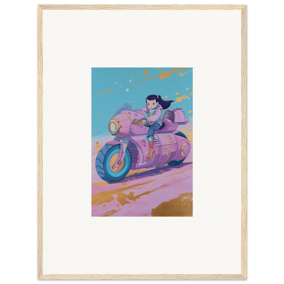 Colorful illustration of a person on a futuristic motorcycle for your Paintfall Venture canvas print