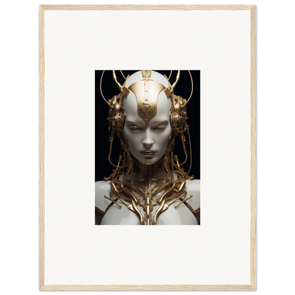 Futuristic bust with gold headpiece, perfect for your Monarch Dream room decoration canvas print