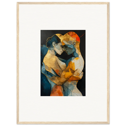 Abstract painting of two figures in bold shapes, perfect for Psyche Harmonies room decoration