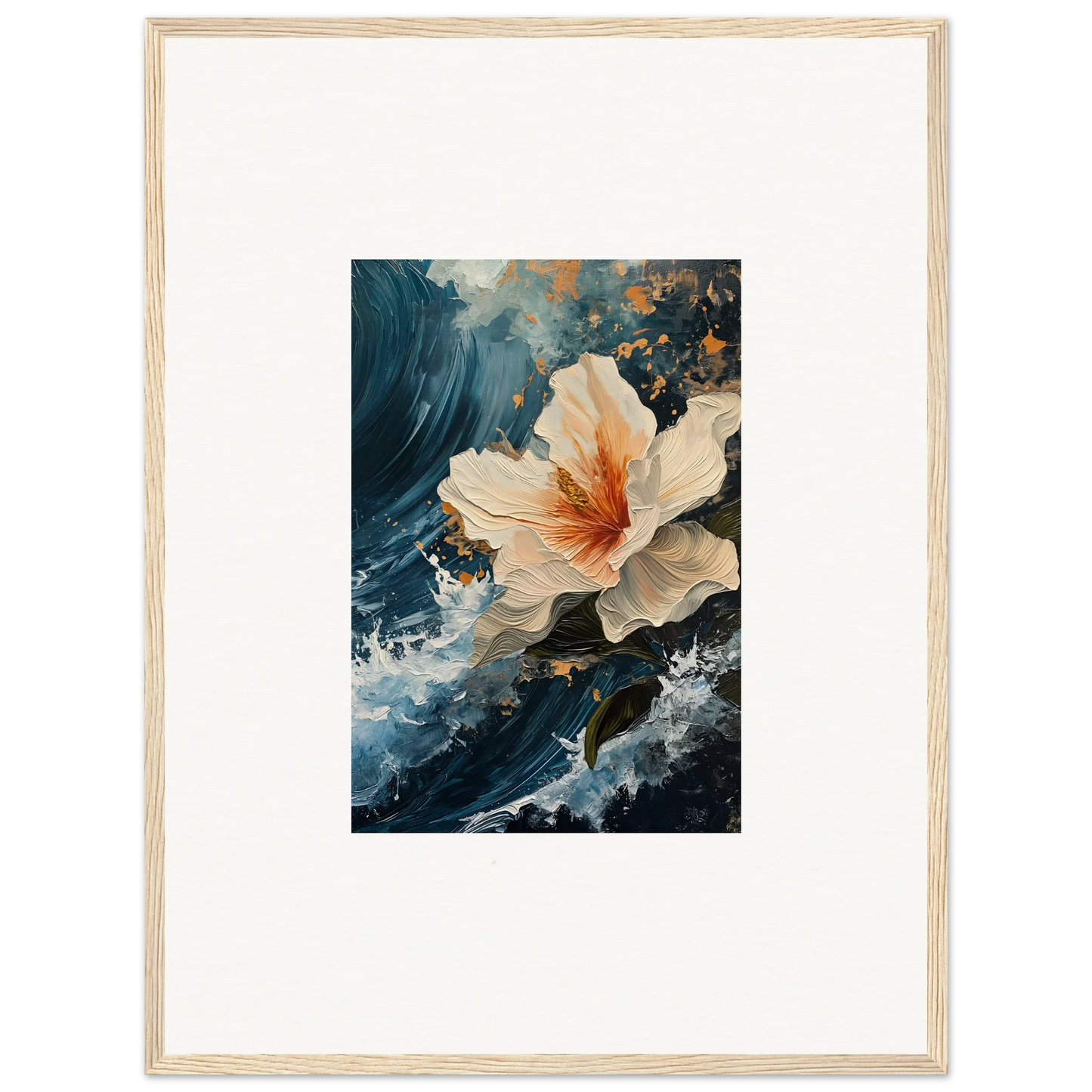 Delicate white and orange hibiscus flower for stunning room decoration canvas print