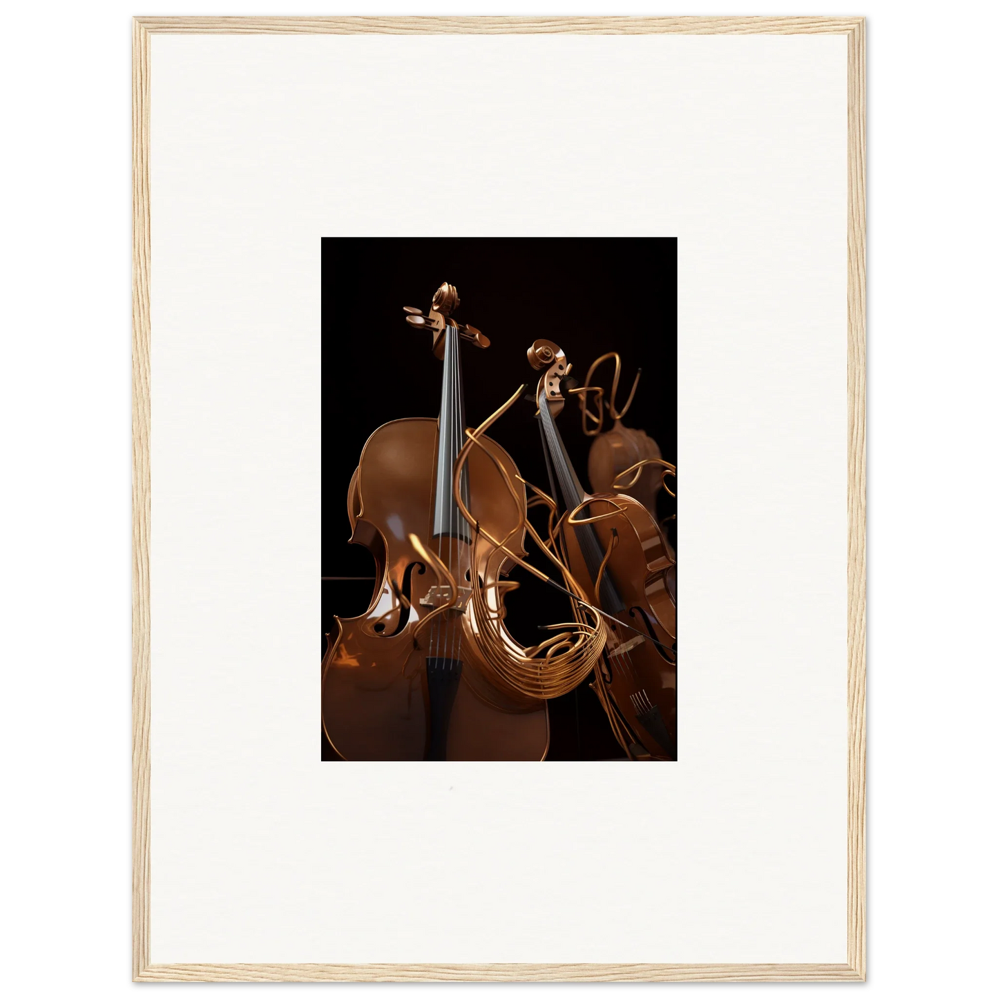 Framed photo of cellos for a classy Strings Opera canvas print room decoration