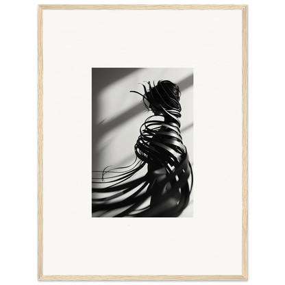 Black and white canvas print of whisper twists with dramatic shadows and flowing hair