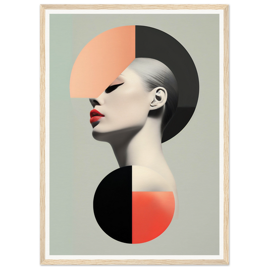 Stylized portrait of a person’s profile with geometric shapes and bold colors.