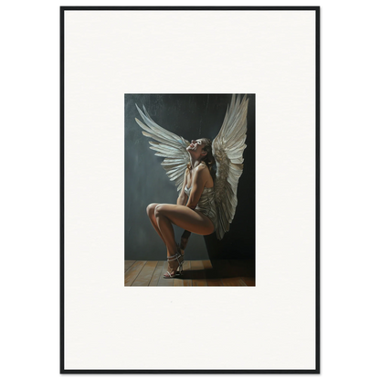 Framed photo of a figure with large white wings from Heavenly Weakened Psalms