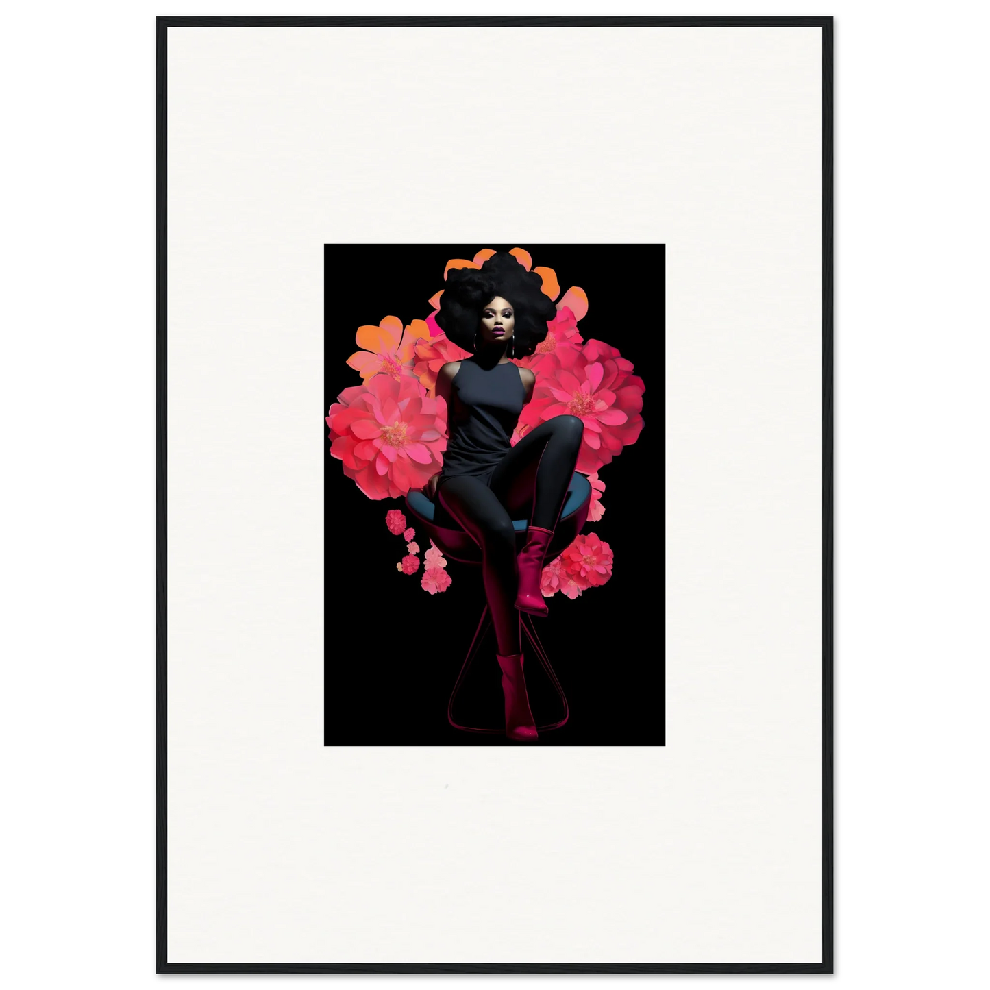 Framed canvas print of a figure with pink smoke, perfect for your Equinox Sovereign room decoration