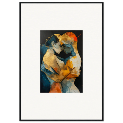 Bold abstract painting of embracing figures for Psyche Harmonies canvas print room decoration