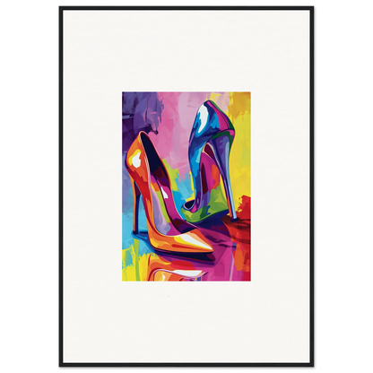 Colorful abstract painting of high-heeled shoes for vibrant wall art and room decoration