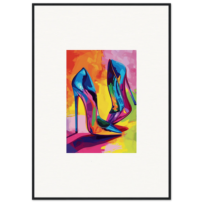 Vibrant high-heeled Eclipse Shoes in bold abstract style for room decoration or canvas print